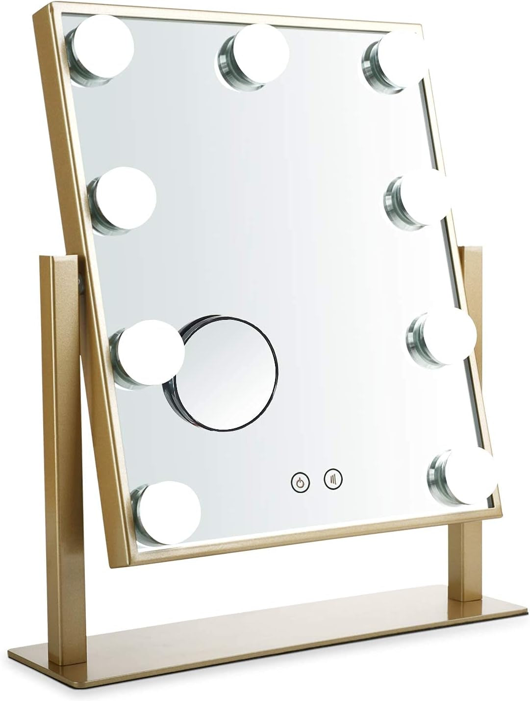 Hollywood Mirror with Lights, Vanity Mirror with Lights, Tabletop Mirror with Dimmable LED Lights,3 Color Model (Gold, 16.3 X 13.4)