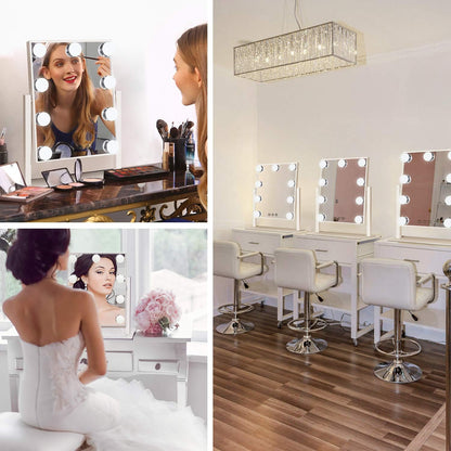 Hollywood Mirror with Lights, Vanity Mirror with Lights, Tabletop Mirror with Dimmable LED Lights，3 Color Model (Gold, 16.3 X 13.4)