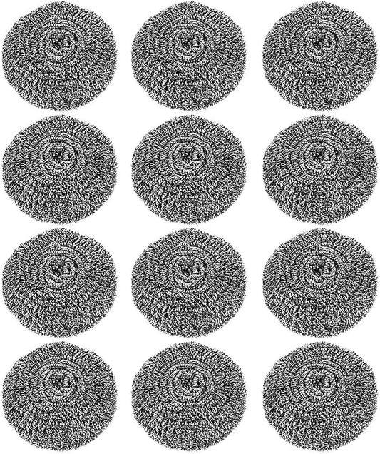 Stainless Steel Scourer Pads Steel Sponges Stainless Steel Scrubber Balls for Kitchen, Bathroom, Pots and Pans (12PCS)