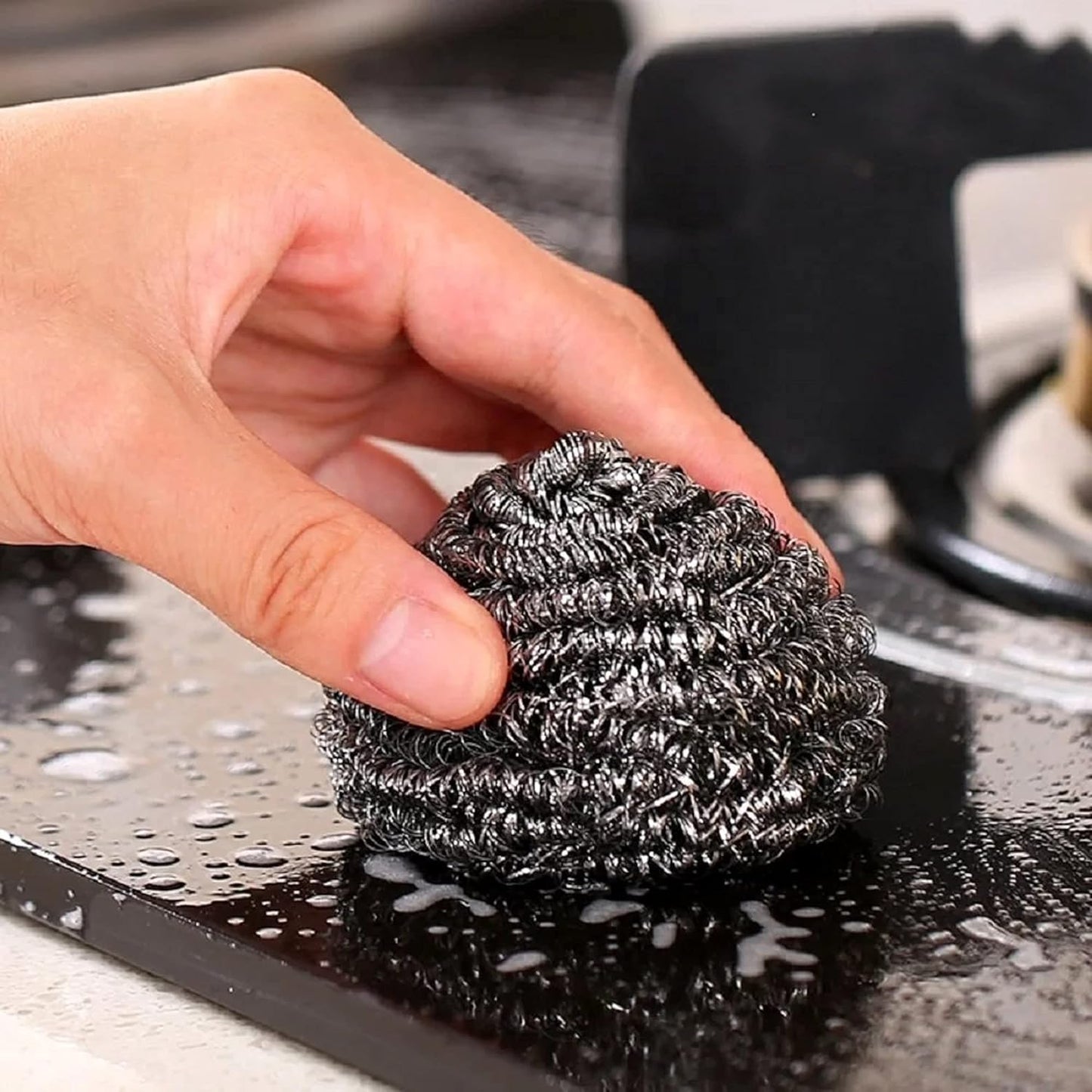 Stainless Steel Scourer Pads Steel Sponges Stainless Steel Scrubber Balls for Kitchen, Bathroom, Pots and Pans (12PCS)