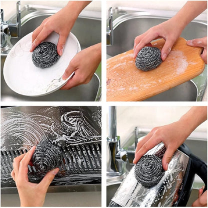 Stainless Steel Scourer Pads Steel Sponges Stainless Steel Scrubber Balls for Kitchen, Bathroom, Pots and Pans (12PCS)